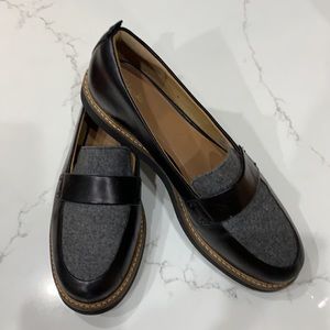 Clarks wool and leather loafers